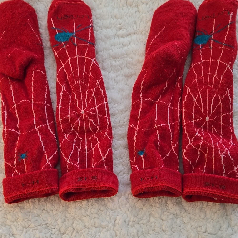 Lorpen Kids Red Spiderweb Knee-High Ski Socks Size Medium